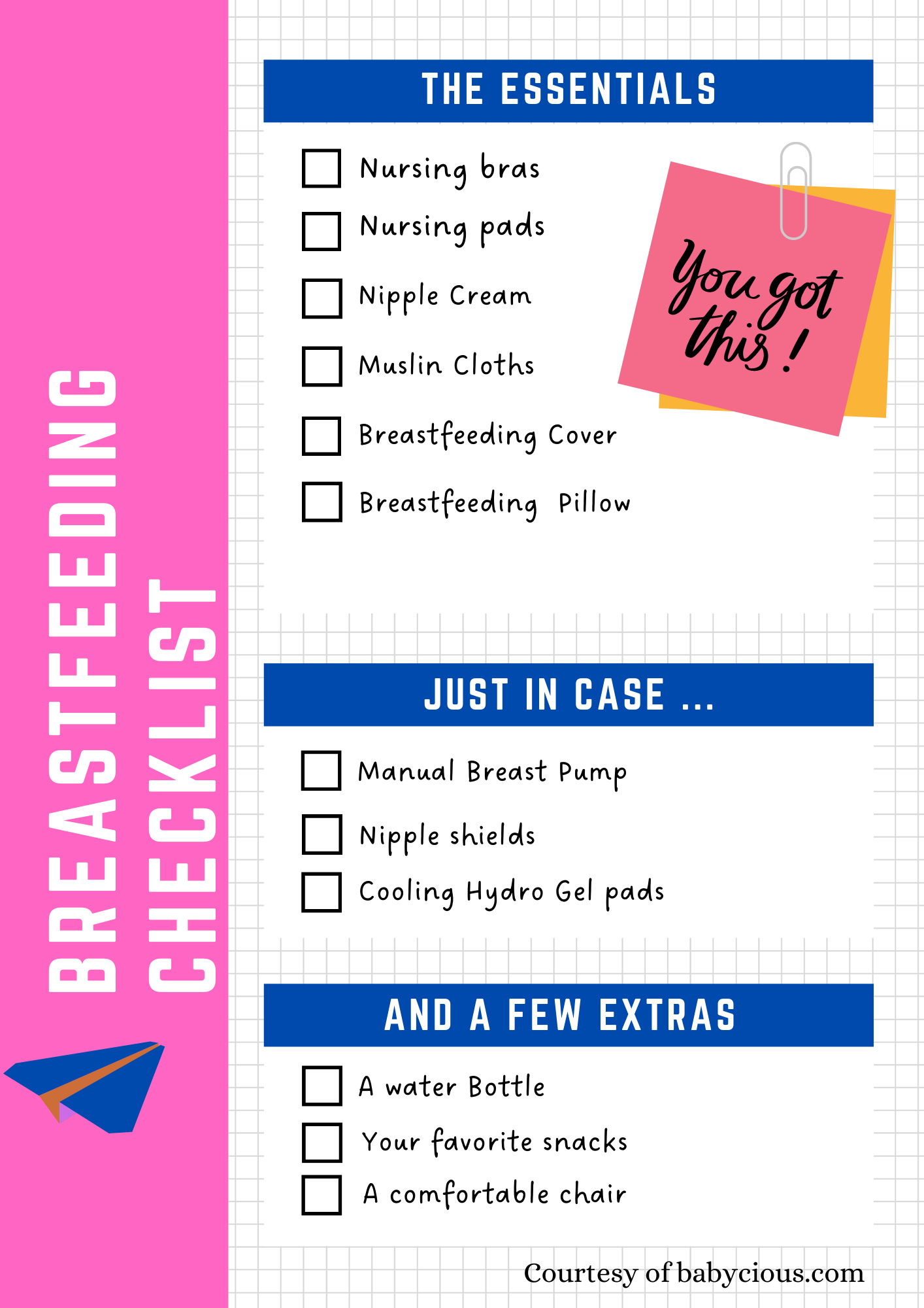 Breastfeeding Accessories CHECKLIST