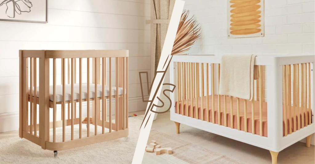 mini crib vs crib - standard crib regular crib full sized crib