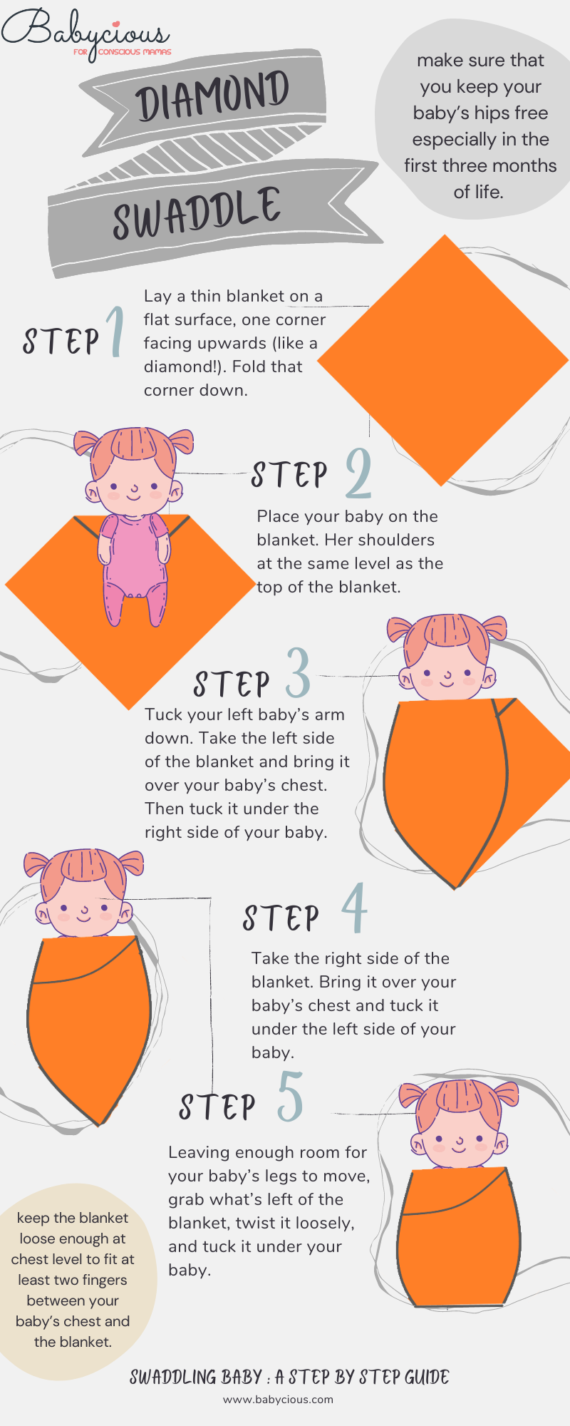 Diamond swaddle step by step