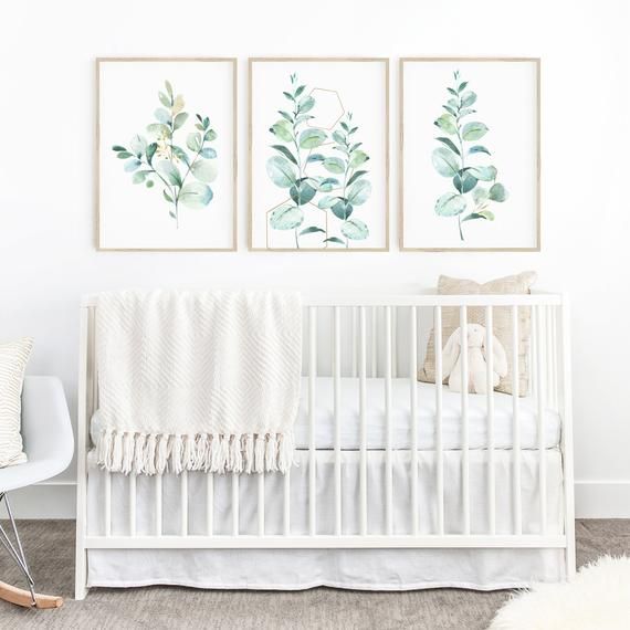 green wall art nursery