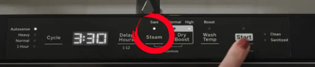 GE dishwasher sanitize setting sani stream