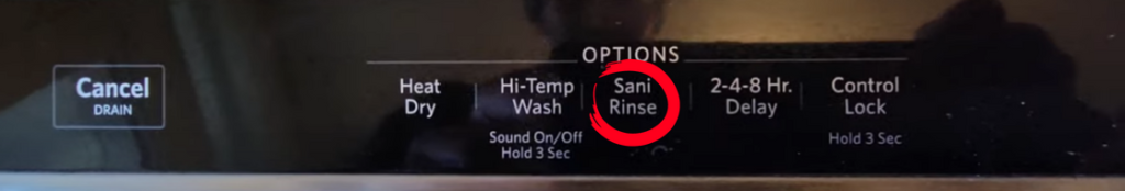 Kitchenaid dishwasher sanitize setting Sani Rinse